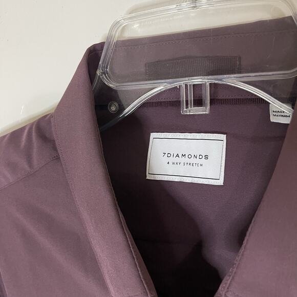 NEW 7 Diamonds 4 way stretch long sleeve button down men shirt purple Small - Picture 3 of 7